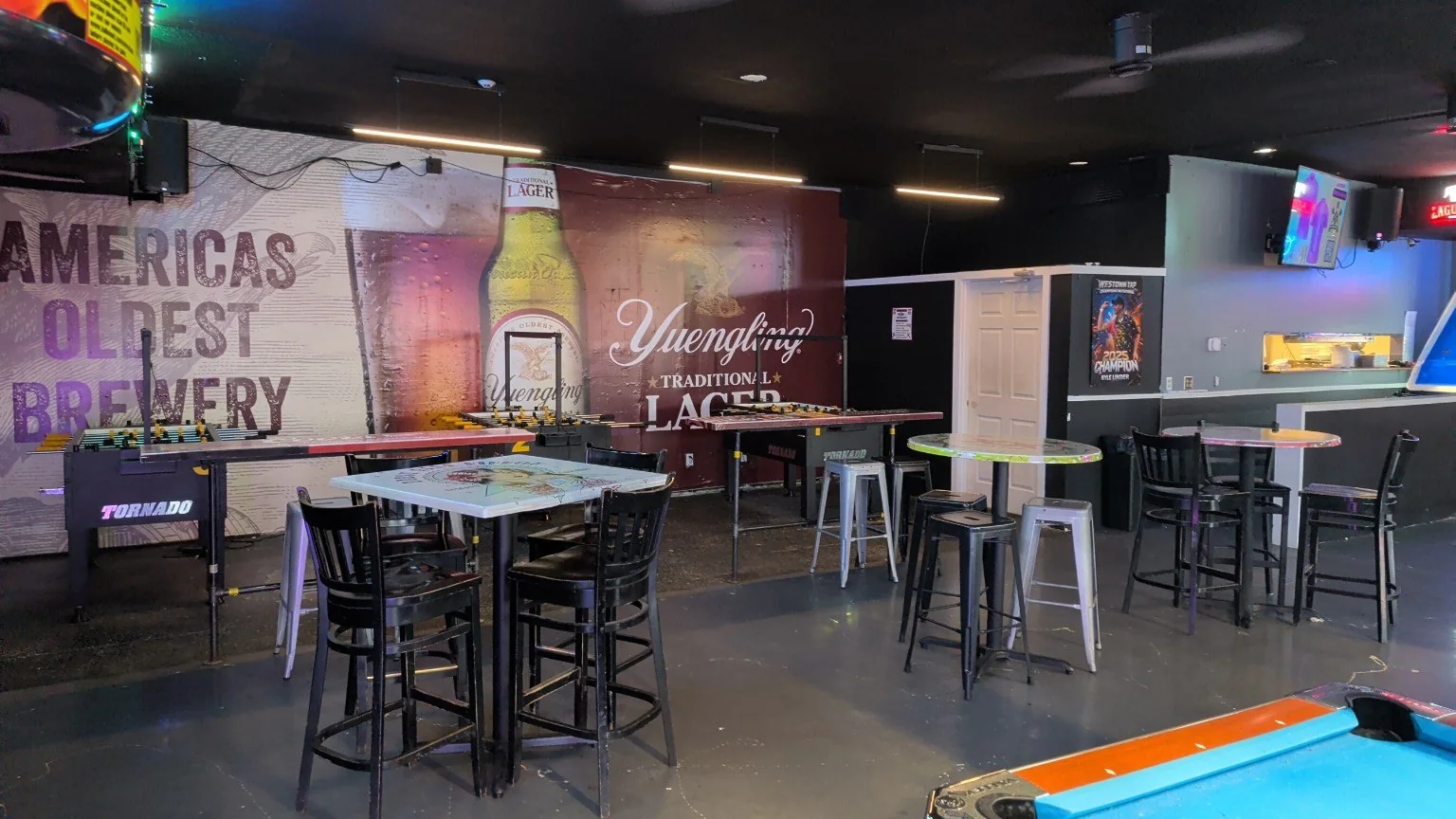 Foosball tables ready for a friendly match at Westown Tap
